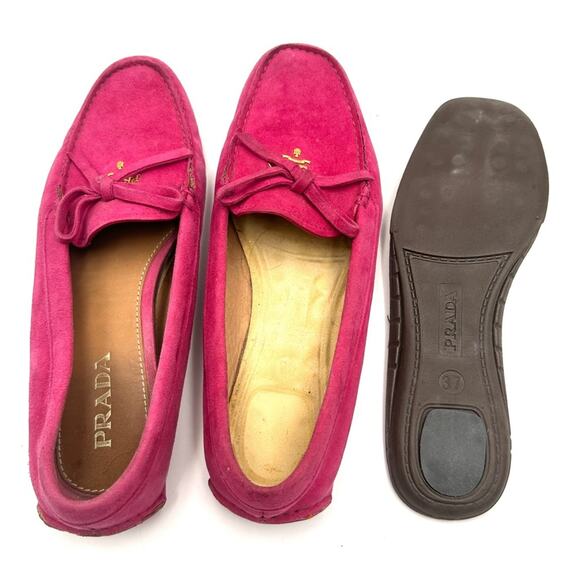 PRADA flats - Fuchsia Hot Pink #barbiecore suede flats - SIZE 37.5 EUC / 7 US - Picture 8 of 14